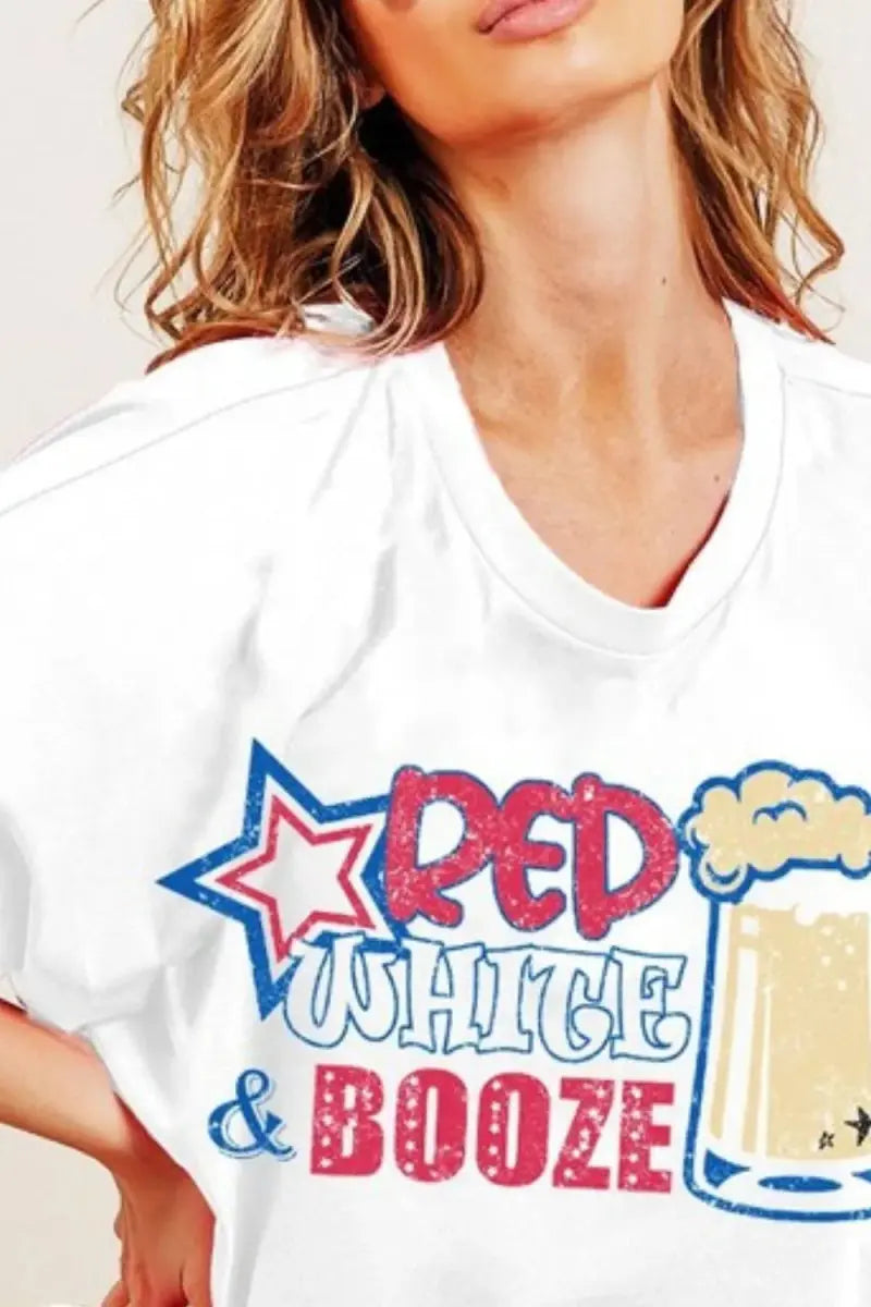 BiBi Red White and Booze Graphic Jersey Top for Fun Style - Love Salve